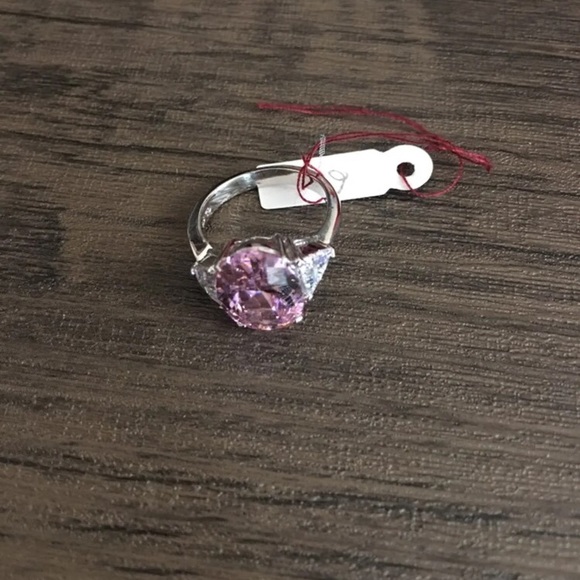 Sterling Silver Ring Pink Topaz diamond CZ size 6 - Picture 1 of 8